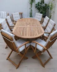 Gartenmöbel Set 8-Sitzer MAUI PREMIUM Akazienholz Hellbeige_1016833