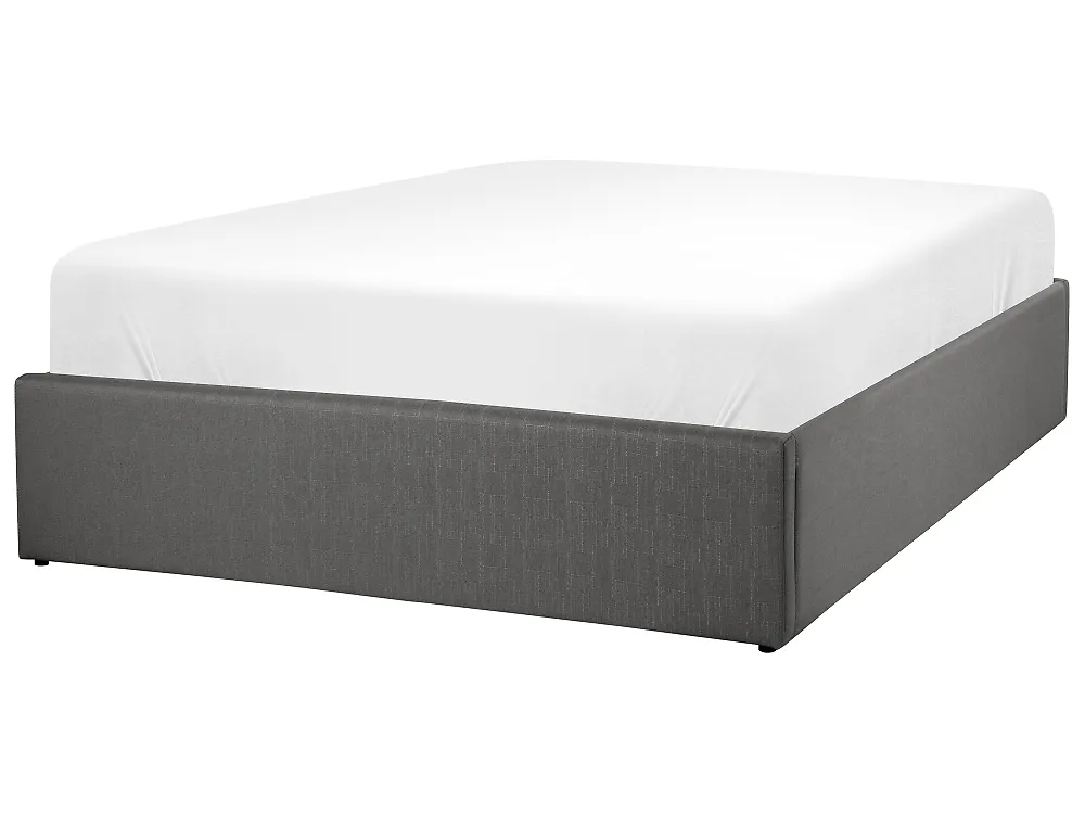 Ottoman Bed without Headboard DINAN Fabric Dark Grey 120 x 200 cm (EU Small Double)_1187446