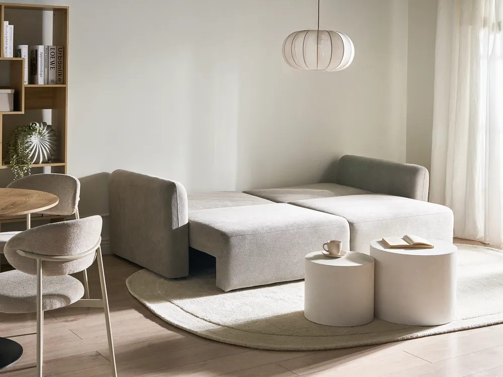 Schlafsofa 3-Sitzer VAXHOLM mit Stauraum Stoff Grau_1026868