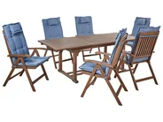 Gartenmöbel Set 6-Sitzer AMANTEA inkl. Kissen Akazienholz Blau_880384