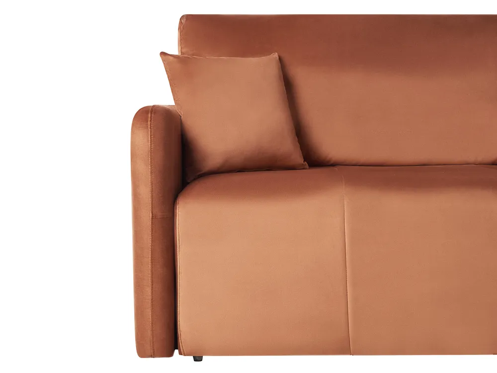 Sofa Bed 3 Seater EGGE Velvet Golden Brown_1020960