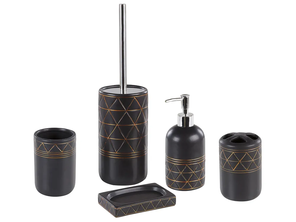 Badaccessoires Set 5-teilig LANCO Keramik Schwarz