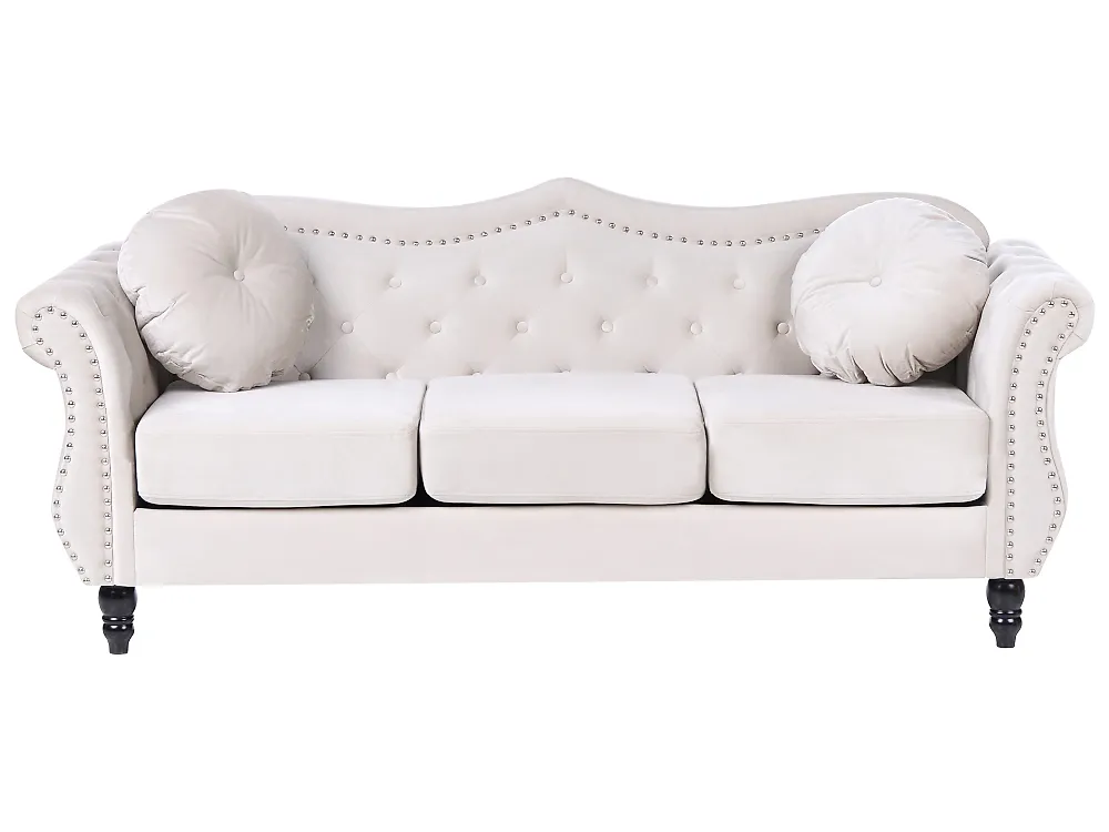 Sofa 3 Seater SKIEN Velvet Light Beige