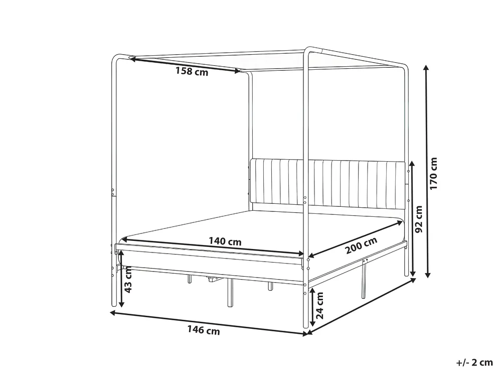 Himmelbett Metall MIRABEAU 140 x 200 cm Schwarz_1033517