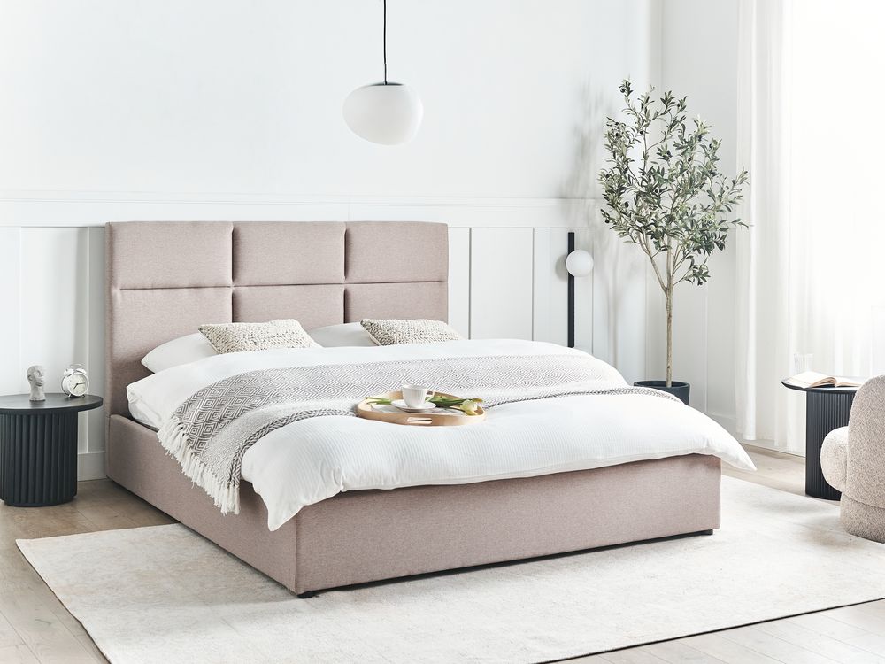 Lit ottoman LAGORD Tissu Taupe 160 x 200 cm
