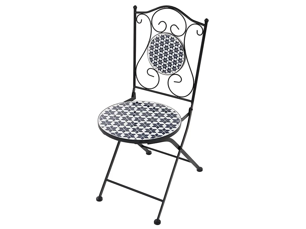 Bistro Set SIROLO Metall Weiß / Blau_1155682