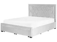 Bed with Storage Drawers LIEVIN Velvet Light Grey 160 x 200 cm (EU King Size)_858070