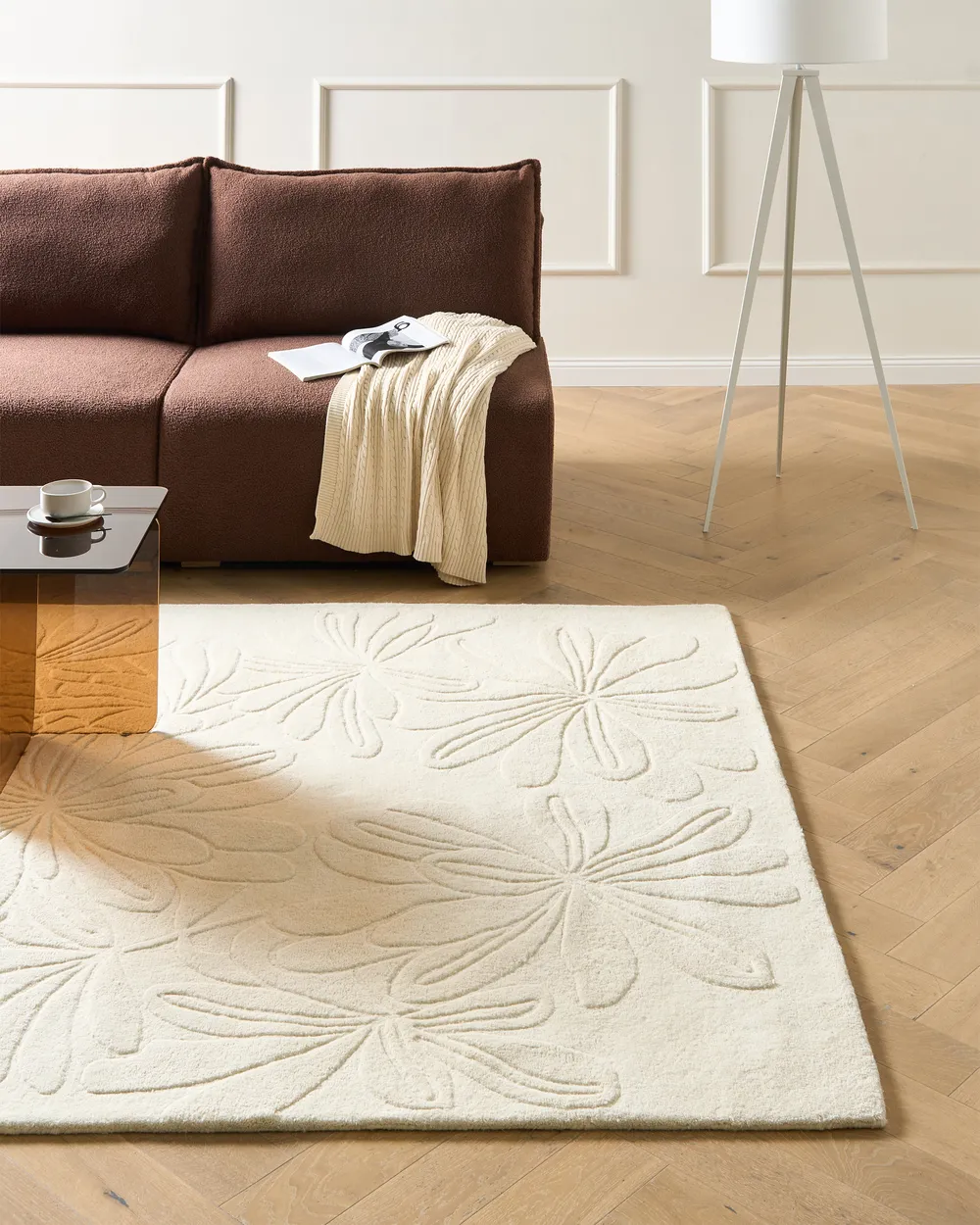 Teppich CHENNAI Hellbeige 200 x 300 cm Wolle