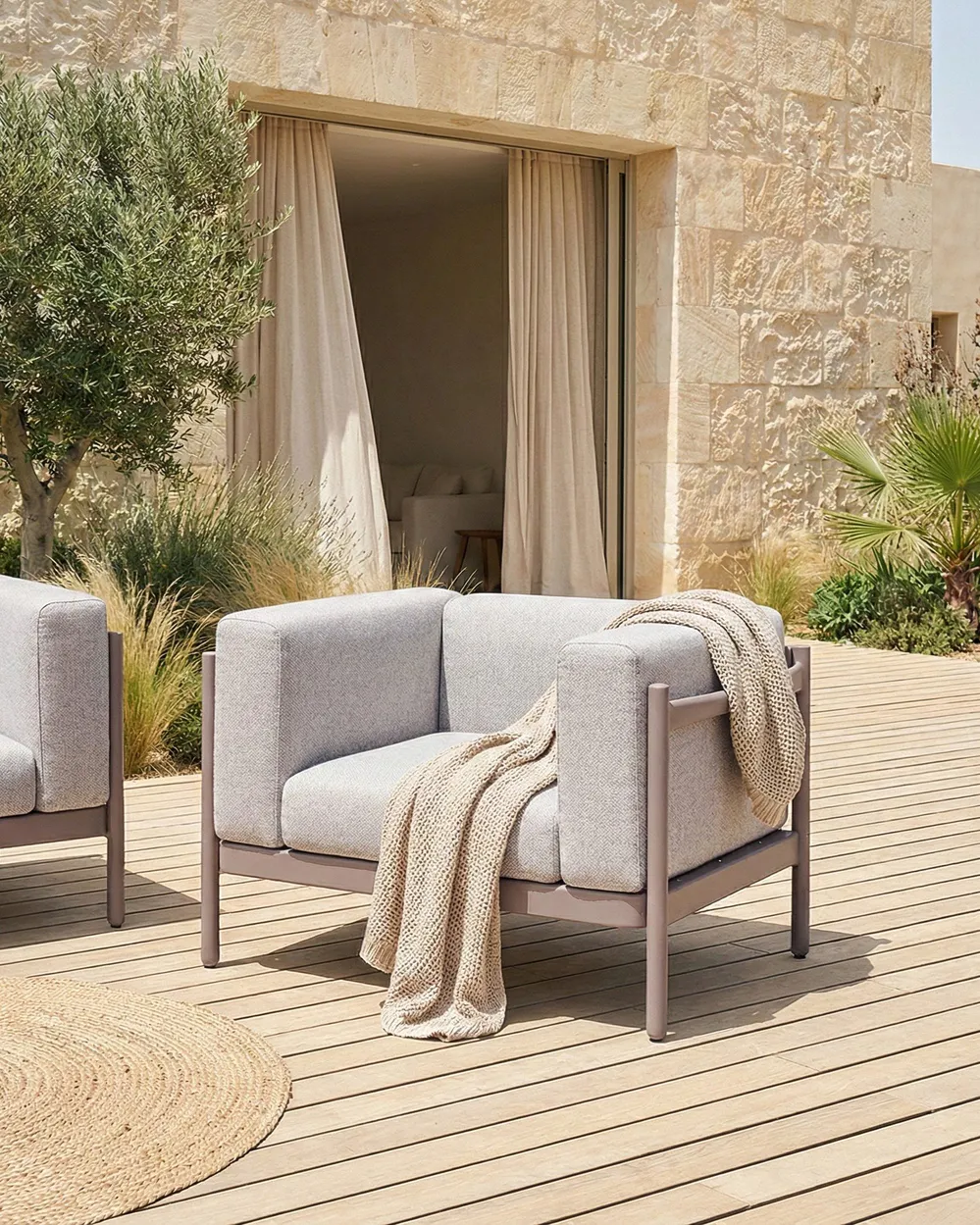 Gartensessel 2er Set FERRETTI Taupe