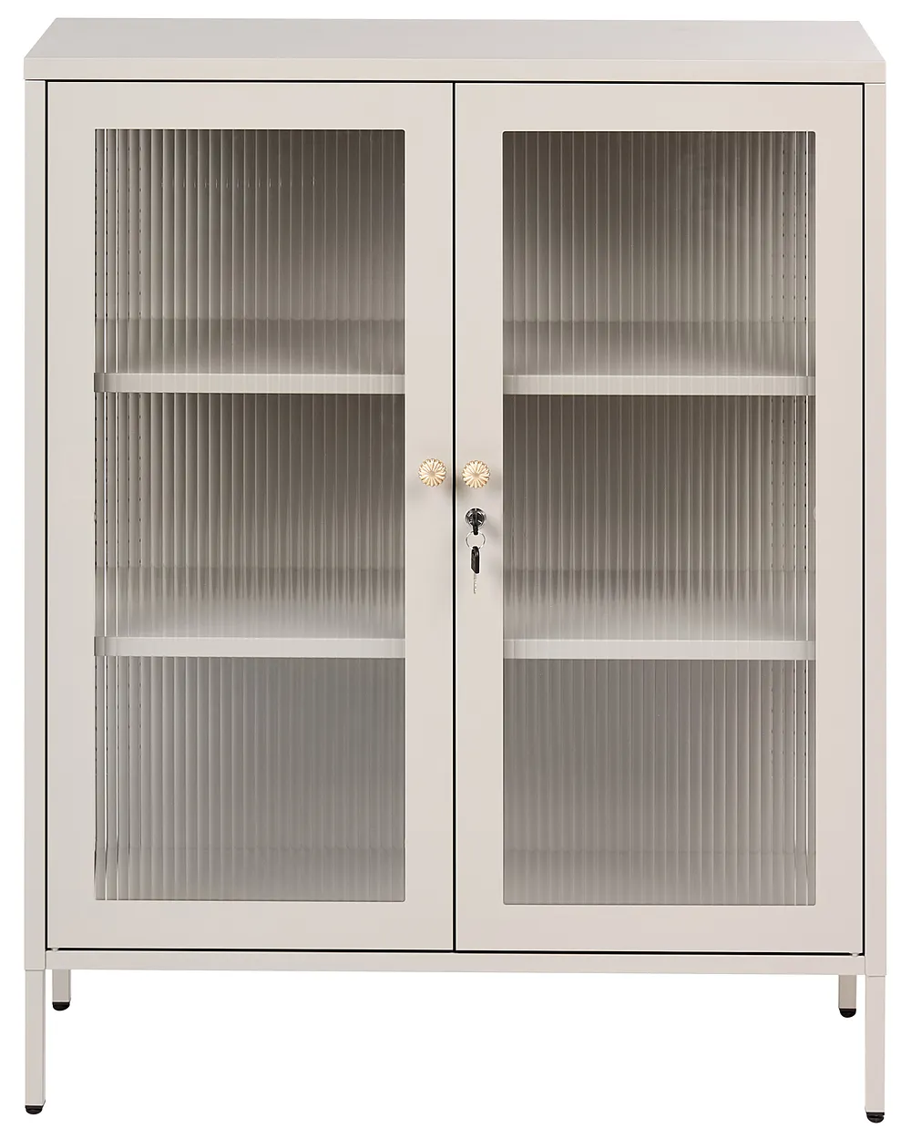 Vitrine mit Glastüren HARLYN  90 cm Metall Beige_1156532