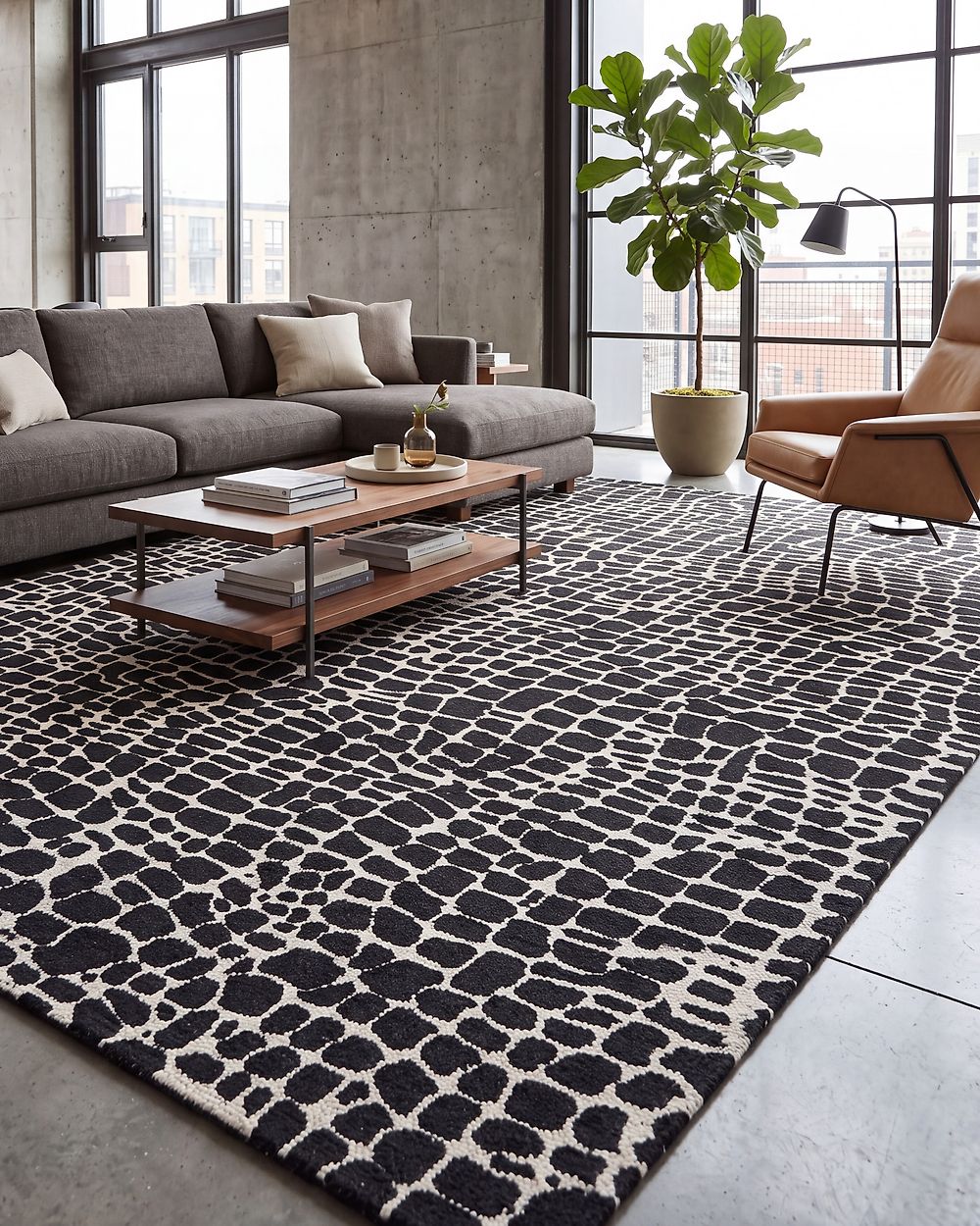Rug PUNGE Black 300 x 400 cm