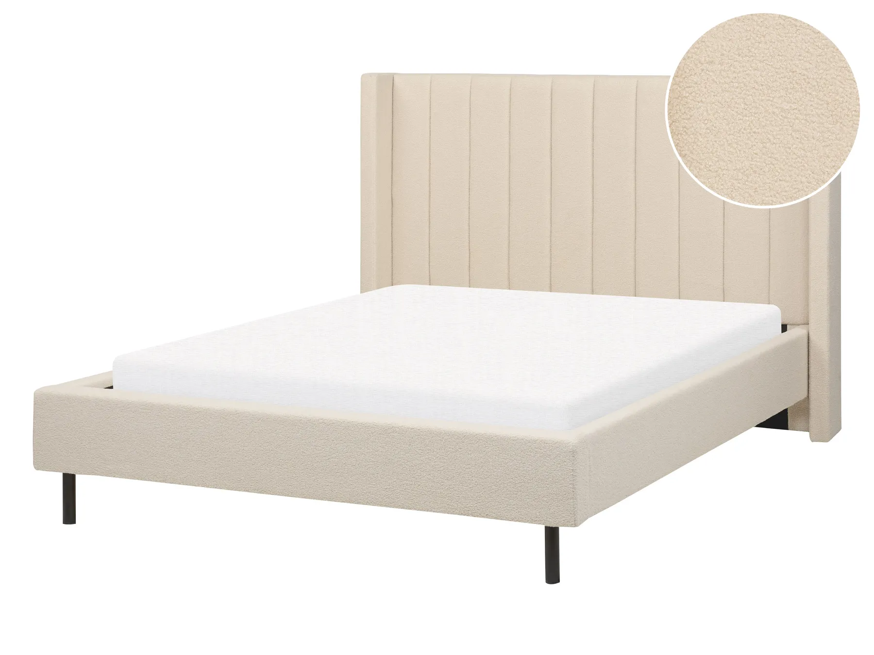 Bed Boucle VILLETTE 140 x 200 cm (EU Double) Beige_882666