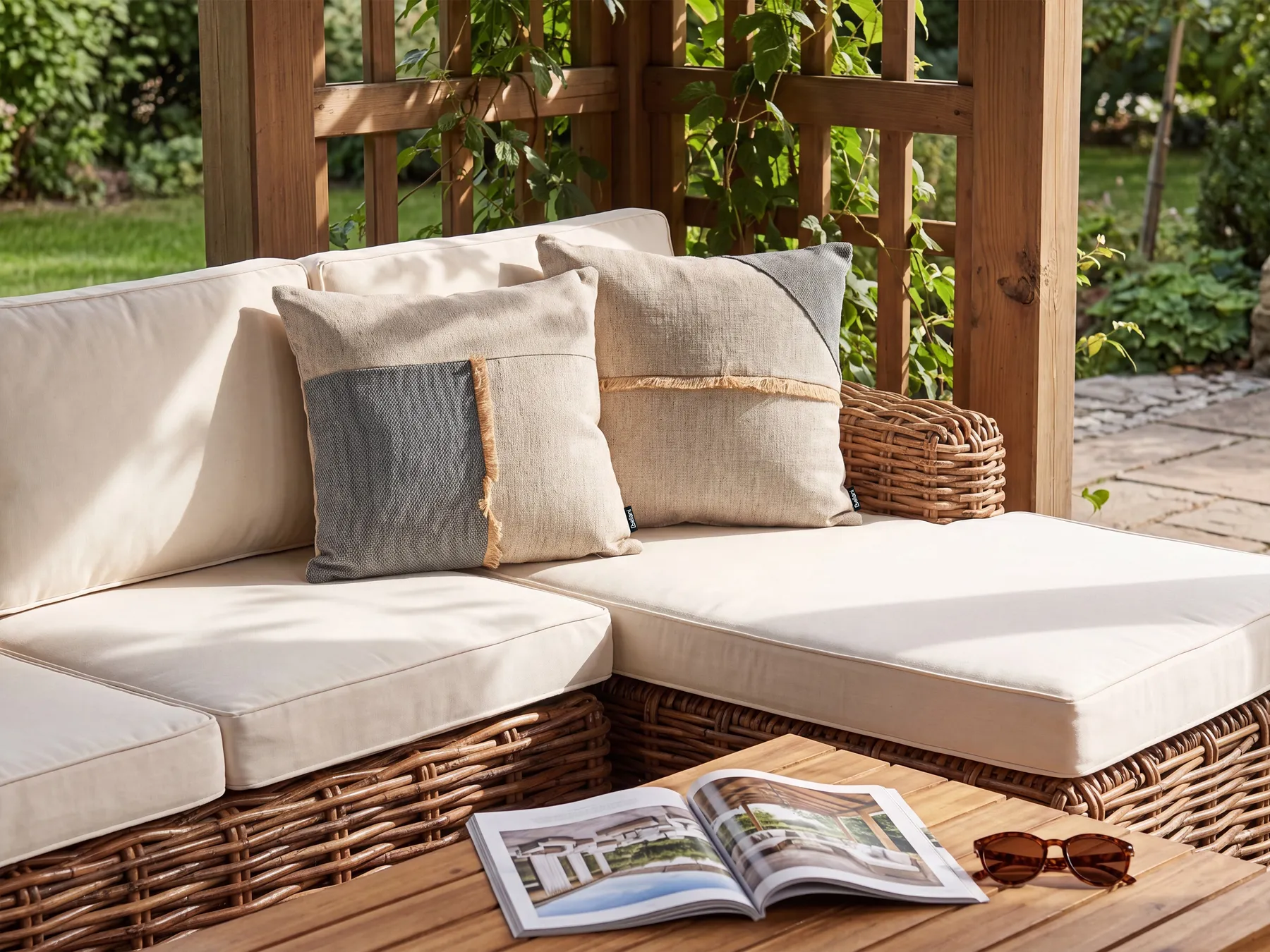 Set van 2 tuinkussens CARYOTA effen 45 x 45 cm Beige_1125149
