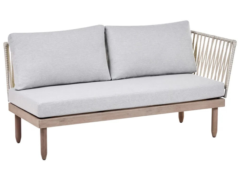 Lounge Set mit Tisch 4-Sitzer CREMONA Akazienholz Braun / Grau rechtsseitig_1099543