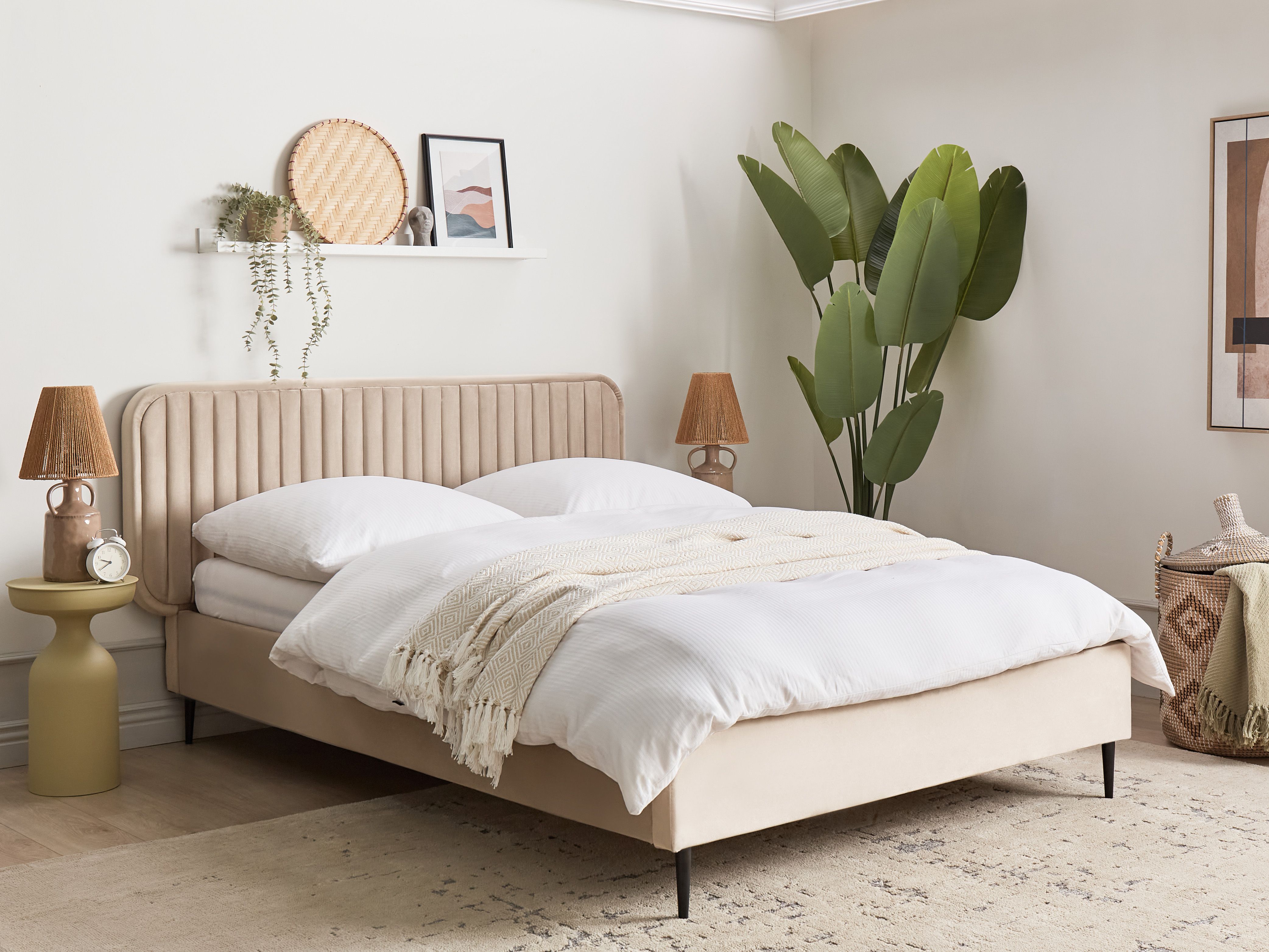 Bed Velvet BRIN 140 x 200 cm (EU Double) Taupe_1123419