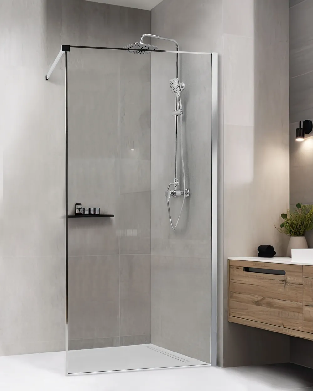 Duschwand WASPAM 100 x 190 cm Silber