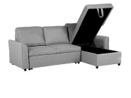 Eckschlafsofa 3-Sitzer NESNA mit Stauraum Stoff Hellgrau linksseitig_720333