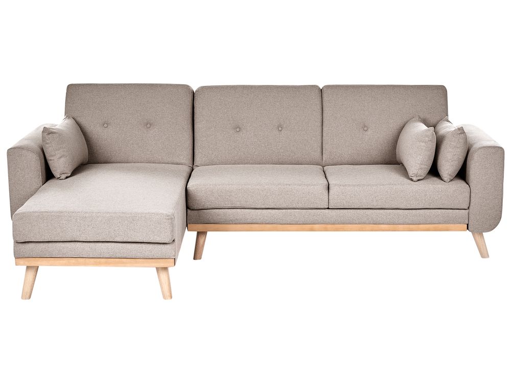 Eckschlafsofa 3-Sitzer KAARINA Stoff Beige rechtsseitig