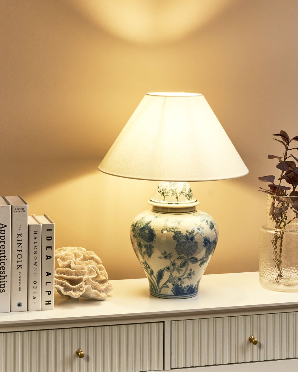 Tischlampe SORRAIA Porzellan Weiß / Blau