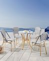 Gartenstuhl 4er Set RIFREDDO Polyrattan Schwarz / Weiß