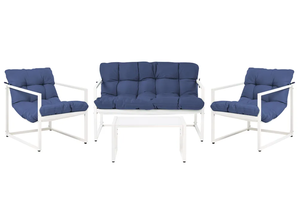 Lounge Set mit Tisch 4-Sitzer GARDA Metall Blau