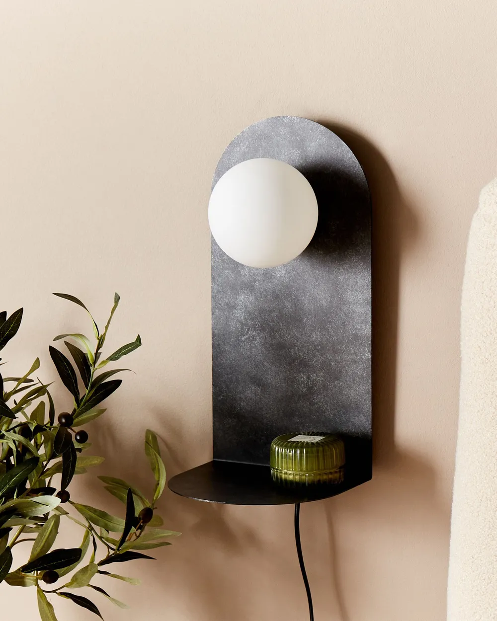 Wall Lamp MAPI with Shelf Metal Graphite Grey_884249