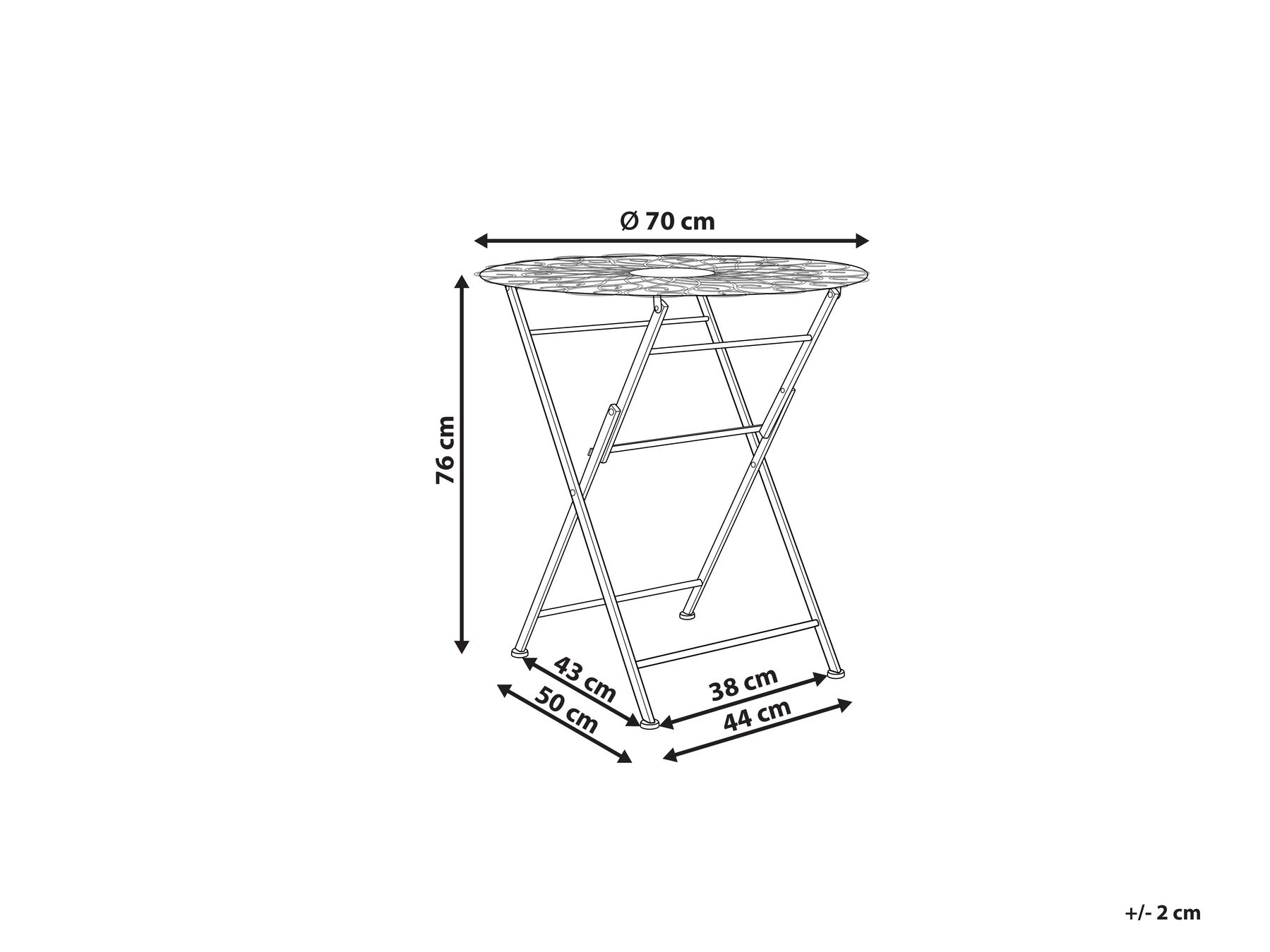 Outdoor Bistrotisch STIFFE 70 cm 70 cm Metall Weiß_856123