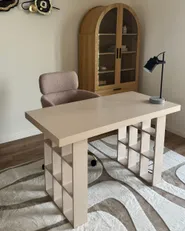 Home Office Desk ELURA 120 cm x 60 cm with Shelves Light Beige_1174290