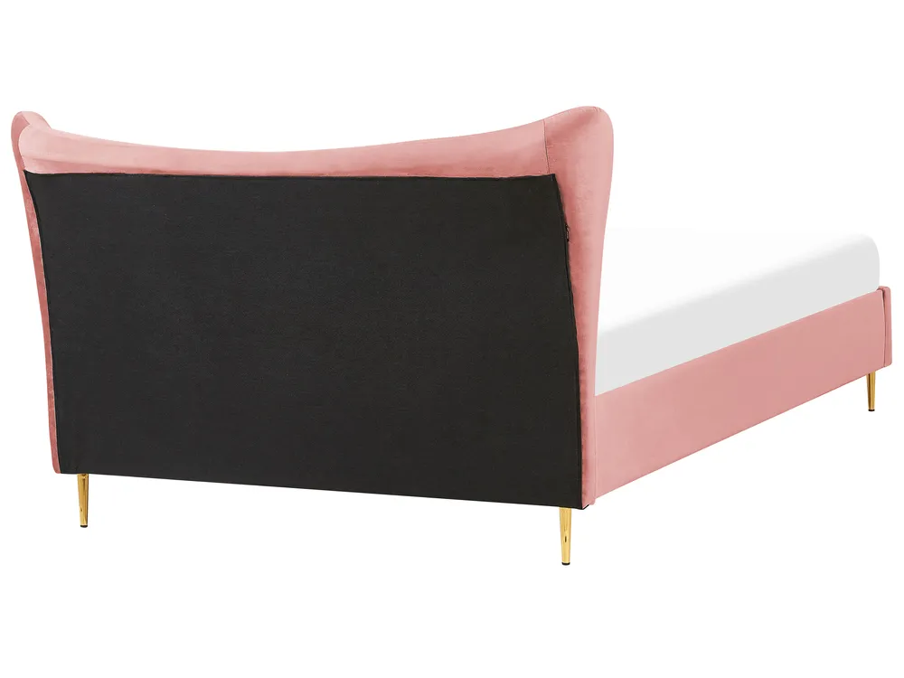 Bett mit Lattenrost Samtstoff CHALEIX 160 x 200 cm Pfirsichrosa_844529