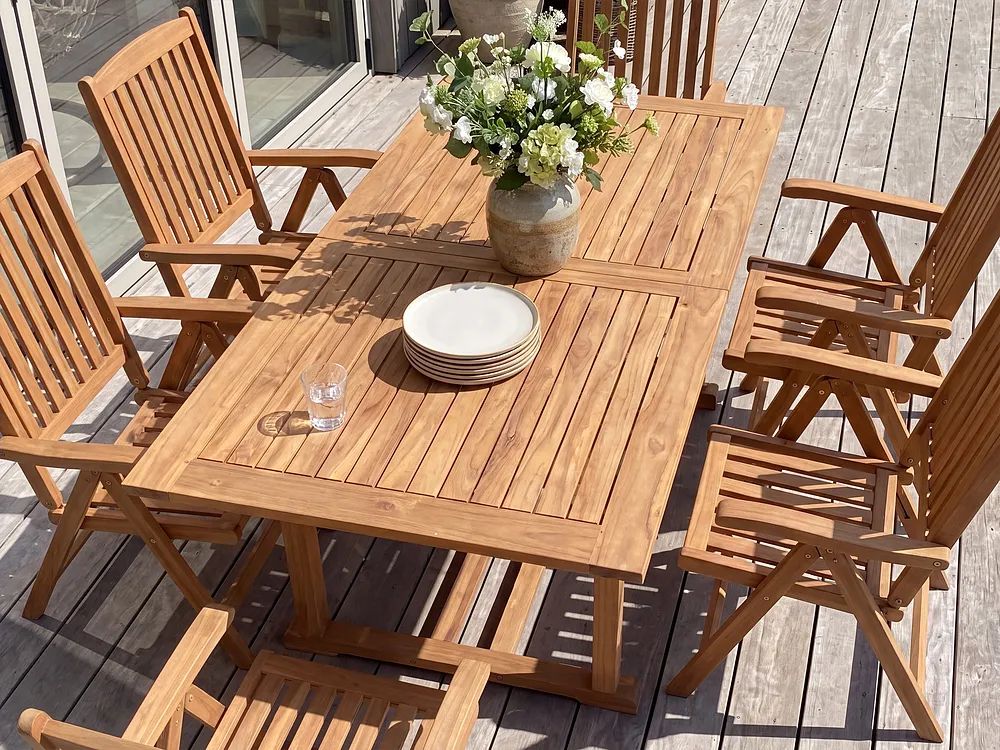 Extending Garden Dining Table JAVA 160/220 cm 90 cm Acacia Wood Light Brown_1155099