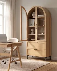 Vitrine mit Glastüren LACHINE 80 cm Hellbraun_1124746