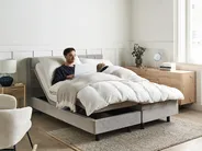 Bett verstellbar Stoff DUKE 160 x 200 cm Hellgrau_973581
