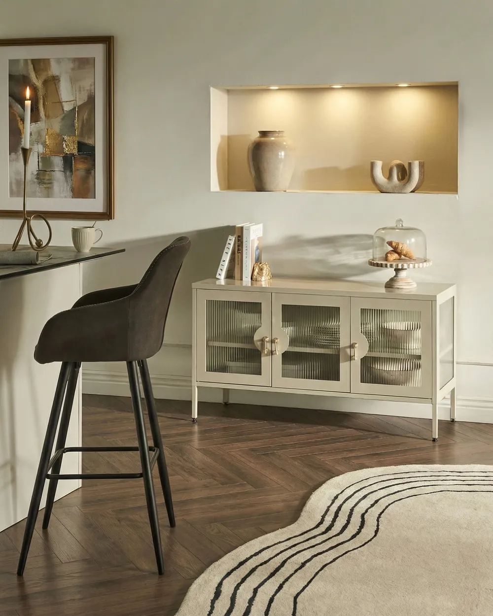 Sideboard mit 3 Türen GLEORA Metall Hellbeige_1046233