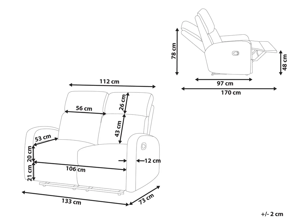 Sofa elektrisch verstellbar 2-Sitzer VERDAL Samtstoff Hellbraun_1081366