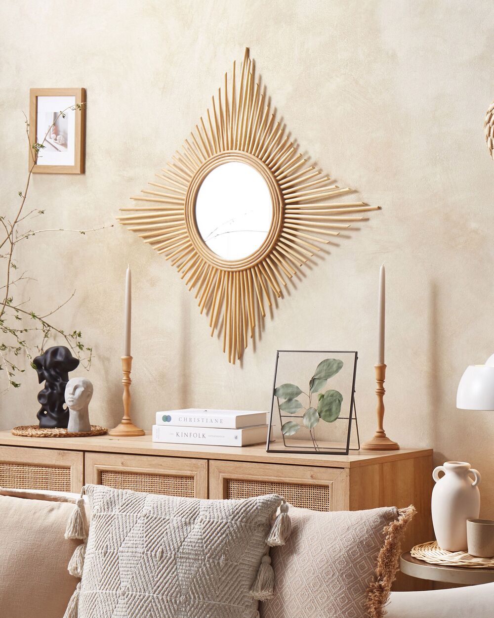 Wall Mirror MAJENE 60 cm 60 cm Rattan Natural