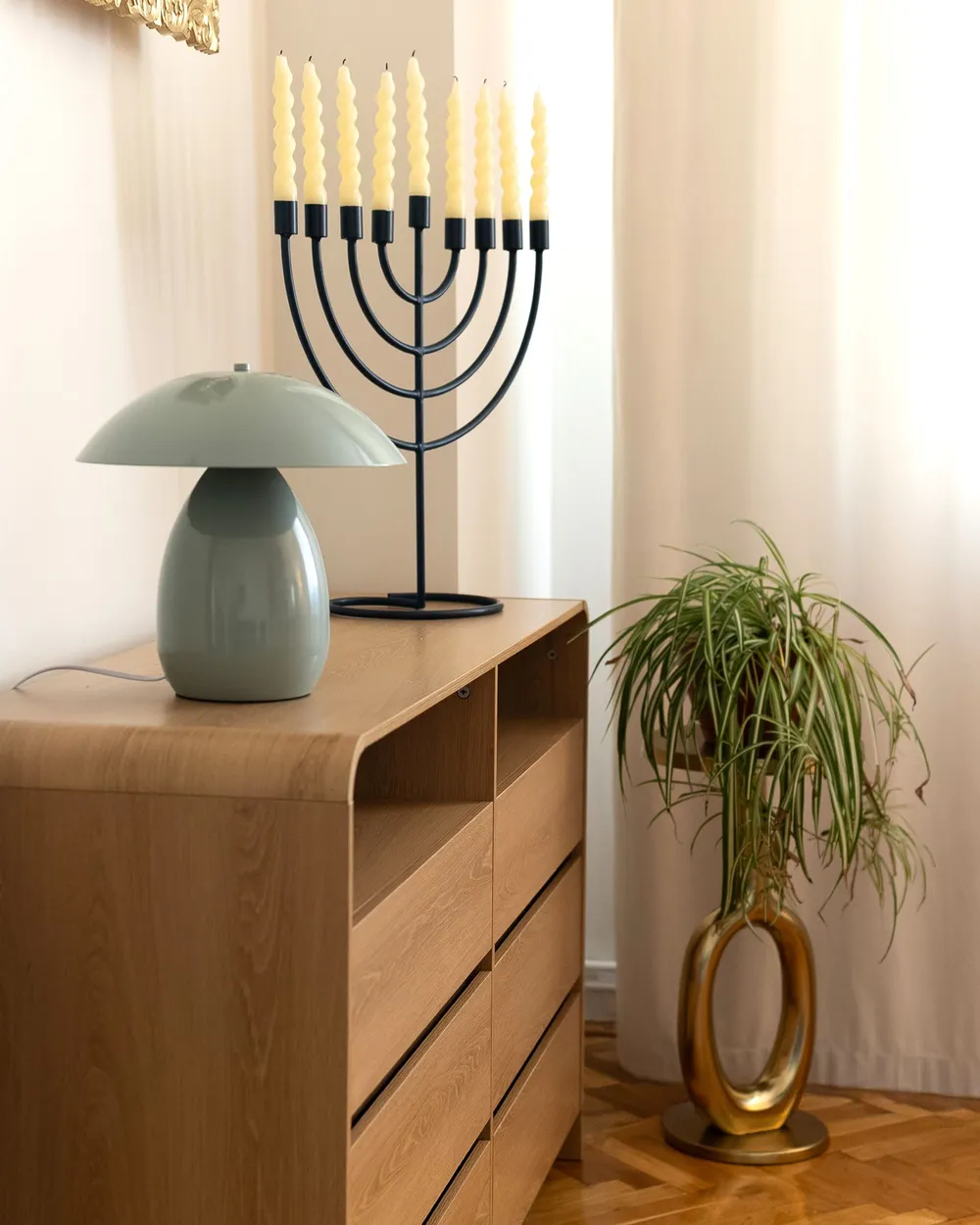 Candle Holder AMORA 50 cm Metal Blue_1159092
