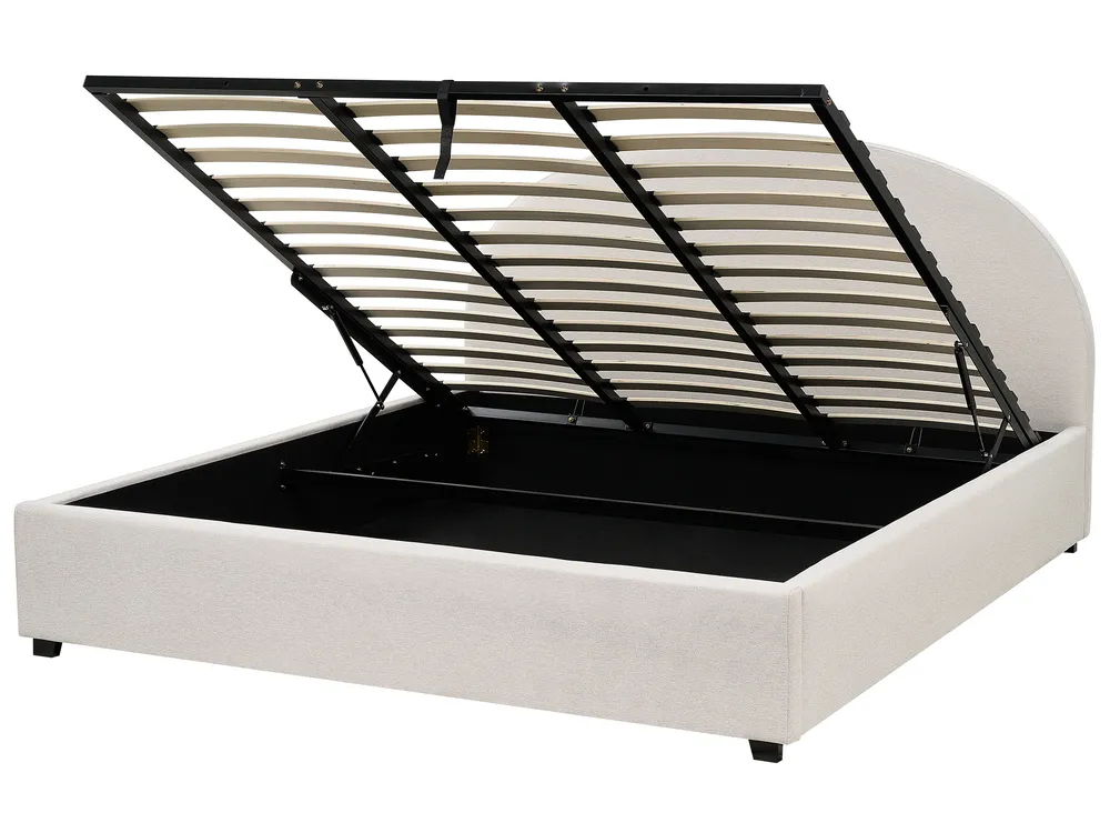 Bett mit Stauraum VAUCLUSE Stoff Hellbeige 180 x 200 cm