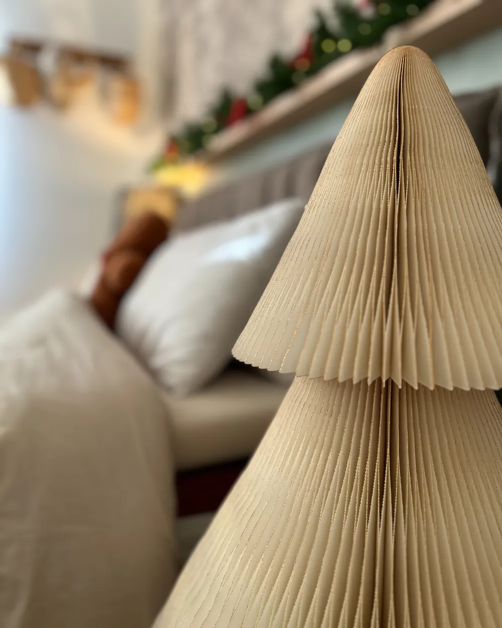 Set of 2 Christmas Decorations VEFSNA 90/122 cm Christmas Tree Beige_1052457