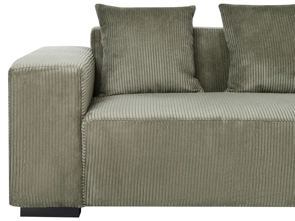 Ecksofa 4-Sitzer LUNGO mit Ottomane Cord Grün linksseitig_962288