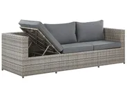 Garten Ecksofa mit Tisch 5-Sitzer SABBIA modular Polyrattan Hellgrau rechtsseitig_836741