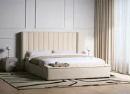 Bett mit Stauraumbank NOYERS Samtstoff Cremeweiß 180 x 200 cm_1036679