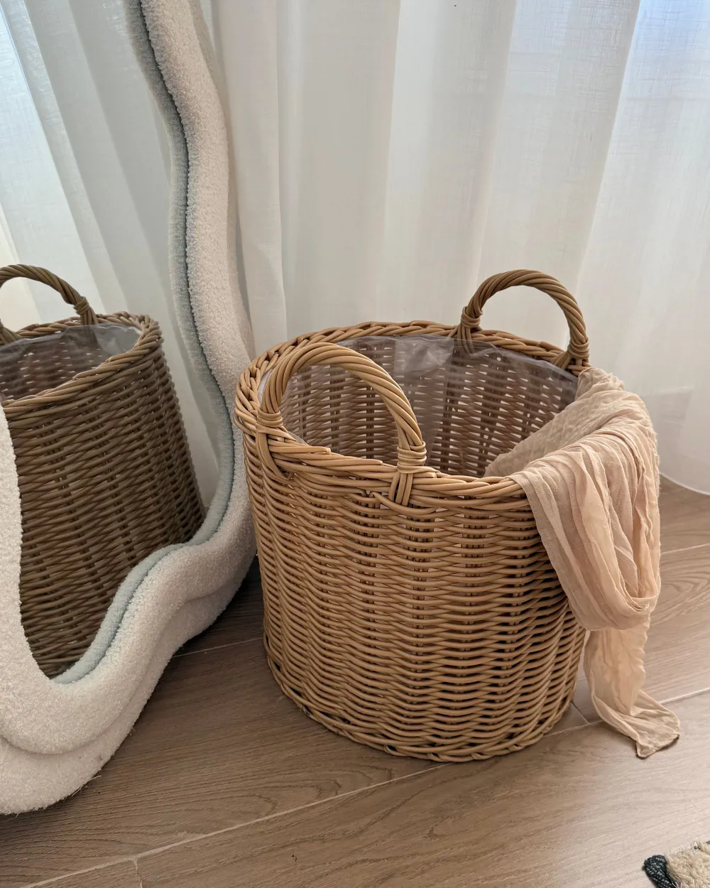 Set of 3 Wicker Planters PENDULA 33/37/45 cm PE Rattan Natural_1169312