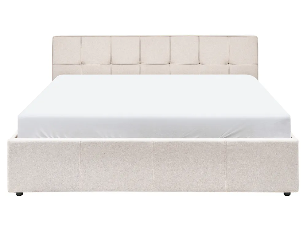 Ottoman Bed LAURESSES Fabric Light Beige 160 x 200 cm (EU King Size)_1153510