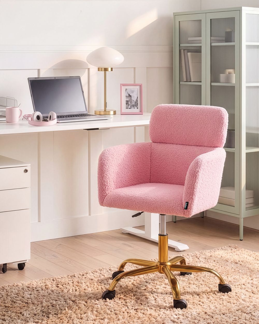 Desk Chair ALENA Boucle Pink