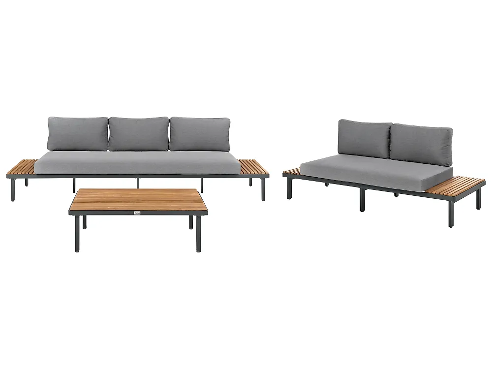 Garden Lounge Set with Table 5 Seater FIVIZZANO Acacia Wood Dark Grey