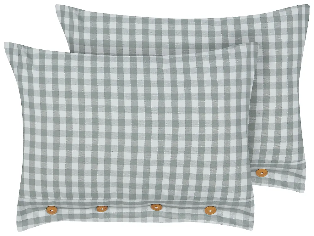 Dekokissen 2er Set TALYA 40 x 60 cm Mintgrün Kariertes Muster_1185013