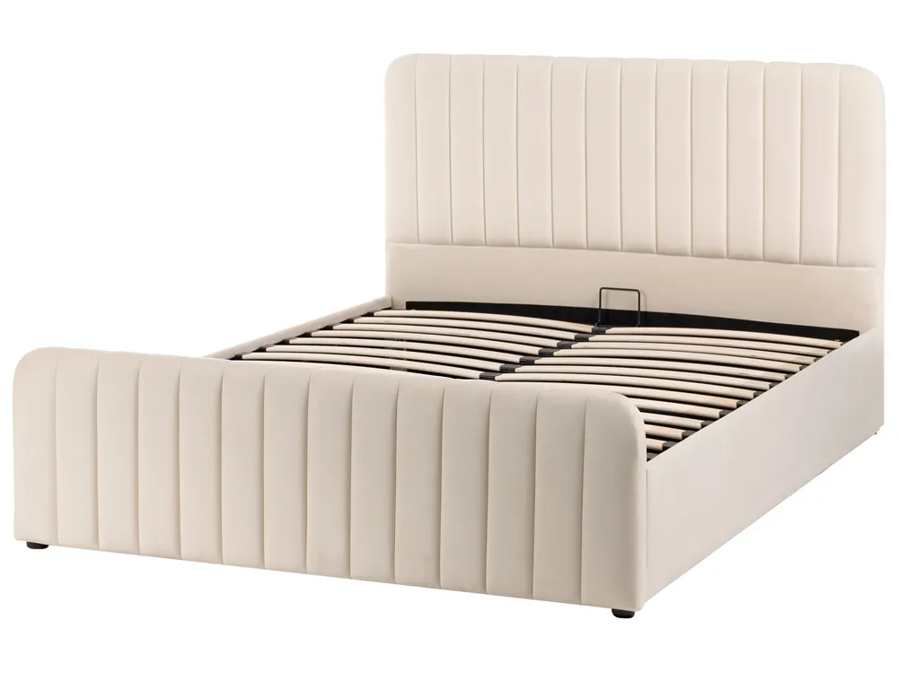 Ottoman Bed LUNAN Velvet Beige 140 x 200 cm (EU Double)_1051374