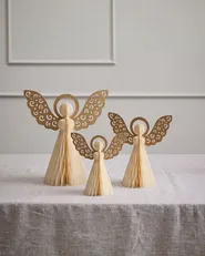 Dekofiguren 3er Set EIRA 24/28/33 cm Engel Beige_1030498