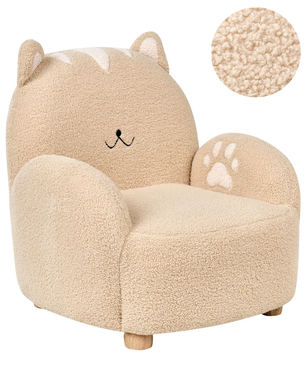 Kindersessel Katze ZOAR Bouclé Beige