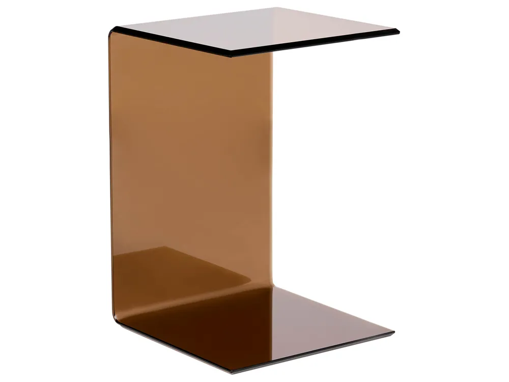 Side Table LOURDES Tempered Glass Brown